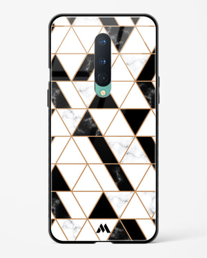 Black on White Patchwork Marble Glass Case Phone Cover (OnePlus)