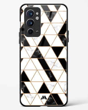 Black on White Patchwork Marble Glass Case Phone Cover (OnePlus)