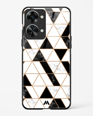 Black on White Patchwork Marble Glass Case Phone Cover (OnePlus)