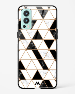 Black on White Patchwork Marble Glass Case Phone Cover-(OnePlus)