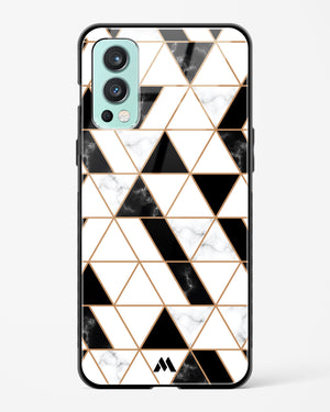 Black on White Patchwork Marble Glass Case Phone Cover (OnePlus)