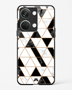 Black on White Patchwork Marble Glass Case Phone Cover (OnePlus)