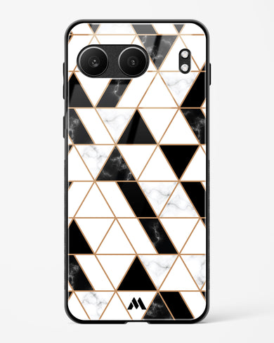 Black on White Patchwork Marble Glass Case Phone Cover (OnePlus)