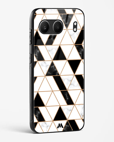 Black on White Patchwork Marble Glass Case Phone Cover (OnePlus)