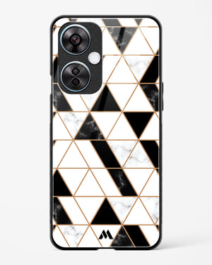 Black on White Patchwork Marble Glass Case Phone Cover (OnePlus)