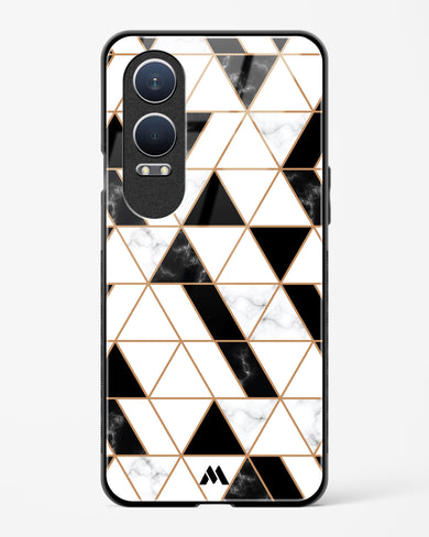 Black on White Patchwork Marble Glass Case Phone Cover (OnePlus)