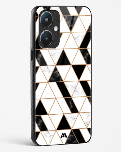 Black on White Patchwork Marble Glass Case Phone Cover (Oppo)