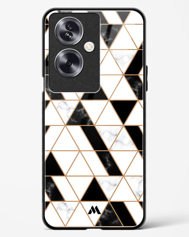 Black on White Patchwork Marble Glass Case Phone Cover (Oppo)