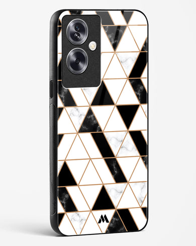 Black on White Patchwork Marble Glass Case Phone Cover (Oppo)