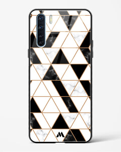 Black on White Patchwork Marble Glass Case Phone Cover (Oppo)