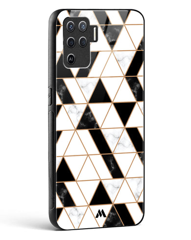 Black on White Patchwork Marble Glass Case Phone Cover (Oppo)