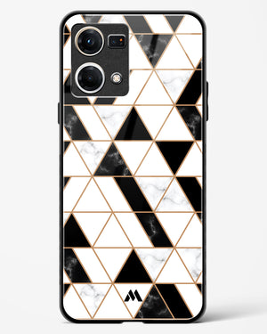 Black on White Patchwork Marble Glass Case Phone Cover (Oppo)