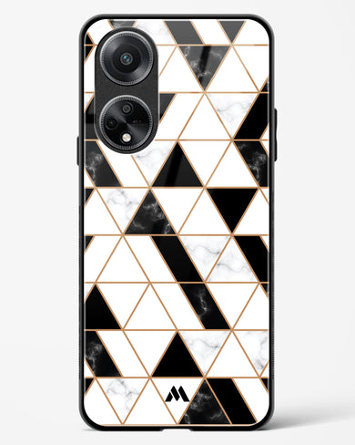 Black on White Patchwork Marble Glass Case Phone Cover (Oppo)