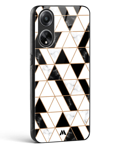 Black on White Patchwork Marble Glass Case Phone Cover (Oppo)