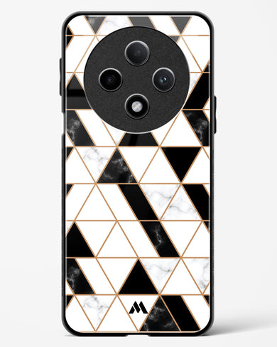 Black on White Patchwork Marble Glass Case Phone Cover (Oppo)