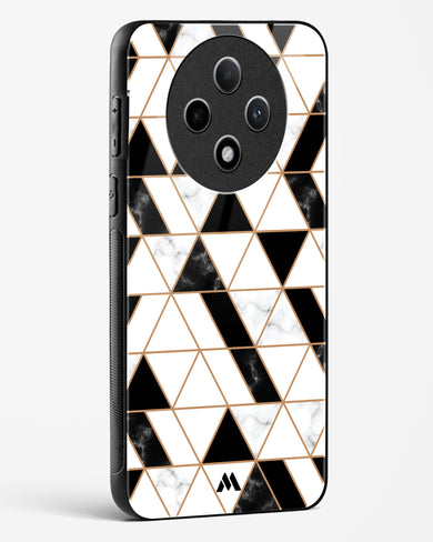 Black on White Patchwork Marble Glass Case Phone Cover (Oppo)