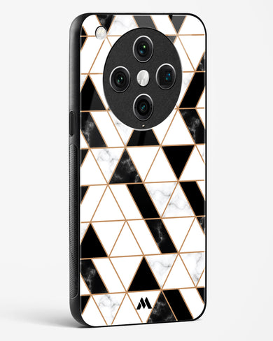 Black on White Patchwork Marble Glass Case Phone Cover (Oppo)