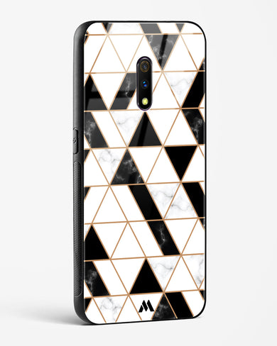 Black on White Patchwork Marble Glass Case Phone Cover (Oppo)