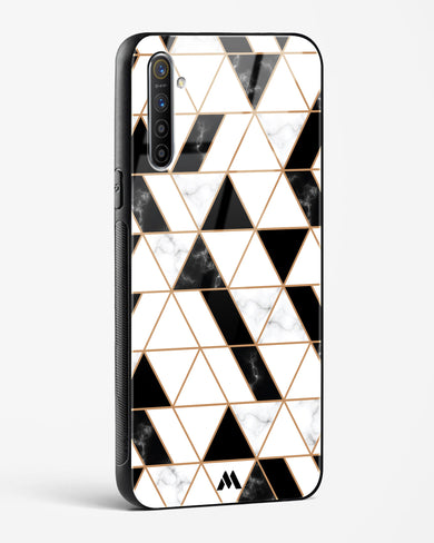 Black on White Patchwork Marble Glass Case Phone Cover (Oppo)