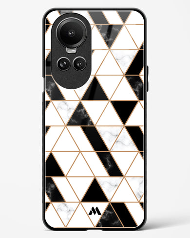 Black on White Patchwork Marble Glass Case Phone Cover (Oppo)