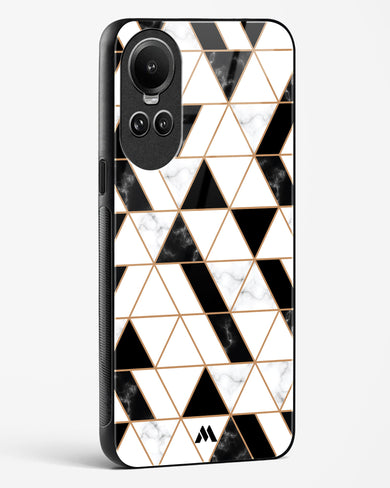 Black on White Patchwork Marble Glass Case Phone Cover (Oppo)