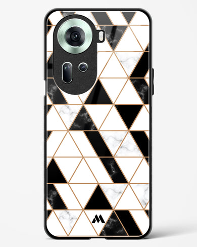 Black on White Patchwork Marble Glass Case Phone Cover (Oppo)