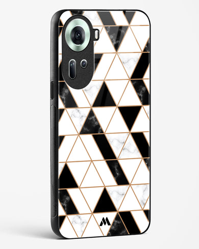 Black on White Patchwork Marble Glass Case Phone Cover (Oppo)