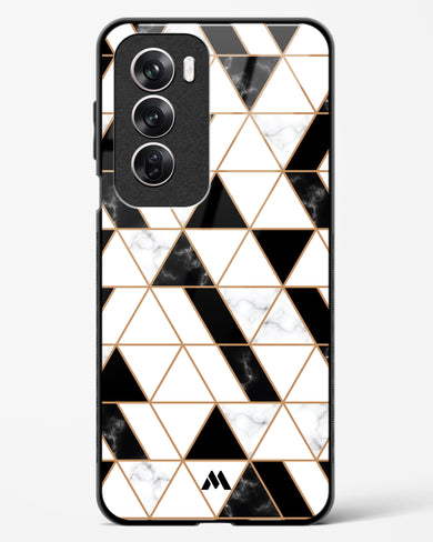 Black on White Patchwork Marble Glass Case Phone Cover (Oppo)