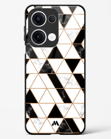 Black on White Patchwork Marble Glass Case Phone Cover (Oppo)