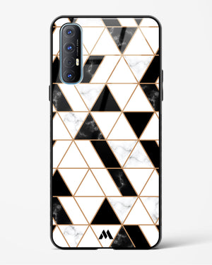 Black on White Patchwork Marble Glass Case Phone Cover-(Oppo)