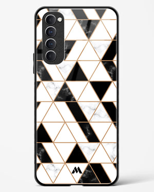 Black on White Patchwork Marble Glass Case Phone Cover-(Oppo)