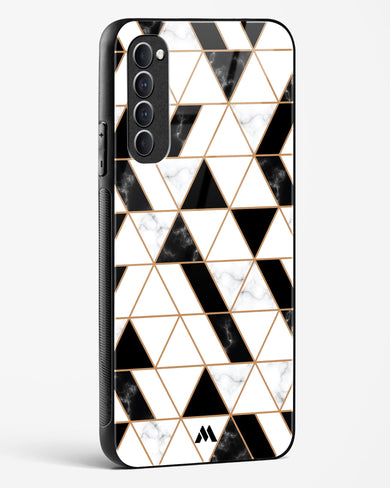 Black on White Patchwork Marble Glass Case Phone Cover (Oppo)