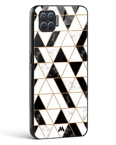 Black on White Patchwork Marble Glass Case Phone Cover (Oppo)