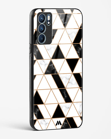 Black on White Patchwork Marble Glass Case Phone Cover (Oppo)