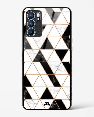 Black on White Patchwork Marble Glass Case Phone Cover (Oppo)