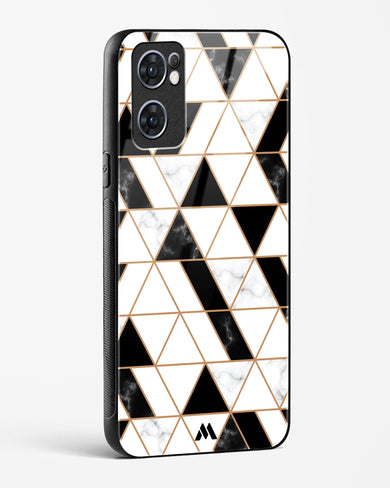 Black on White Patchwork Marble Glass Case Phone Cover (Oppo)