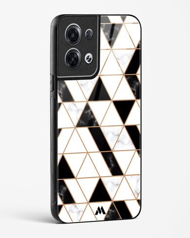 Black on White Patchwork Marble Glass Case Phone Cover (Oppo)