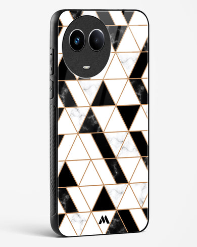 Black on White Patchwork Marble Glass Case Phone Cover-(Realme)