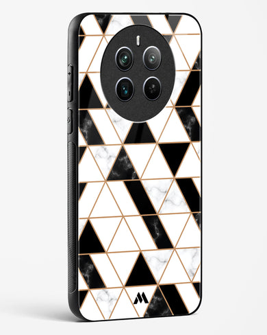 Black on White Patchwork Marble Glass Case Phone Cover (Realme)