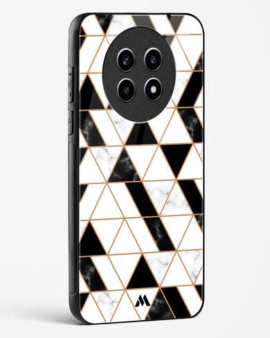 Black on White Patchwork Marble Glass Case Phone Cover (Realme)