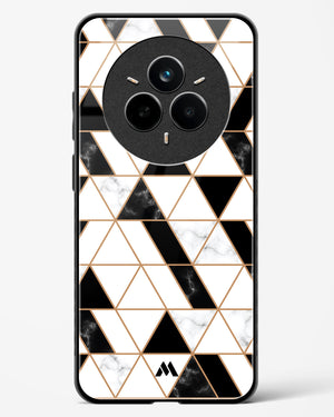Black on White Patchwork Marble Glass Case Phone Cover (Realme)