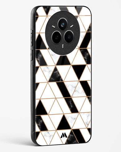 Black on White Patchwork Marble Glass Case Phone Cover (Realme)