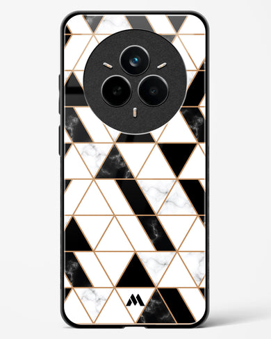 Black on White Patchwork Marble Glass Case Phone Cover (Realme)