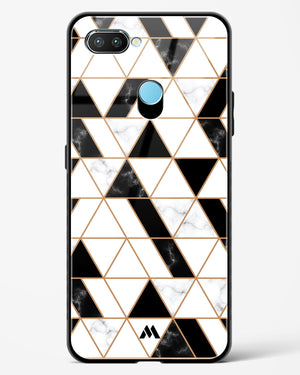 Black on White Patchwork Marble Glass Case Phone Cover-(Realme)