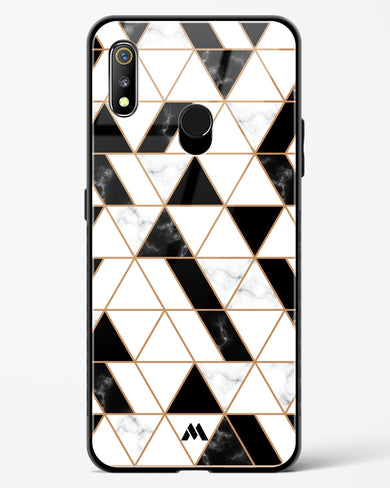 Black on White Patchwork Marble Glass Case Phone Cover (Realme)