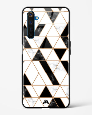Black on White Patchwork Marble Glass Case Phone Cover (Realme)