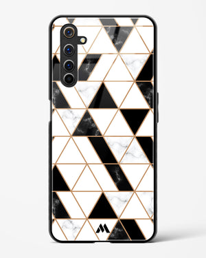 Black on White Patchwork Marble Glass Case Phone Cover (Realme)