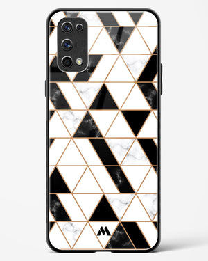 Black on White Patchwork Marble Glass Case Phone Cover-(Realme)