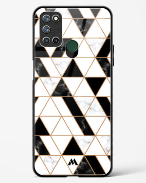 Black on White Patchwork Marble Glass Case Phone Cover (Realme)