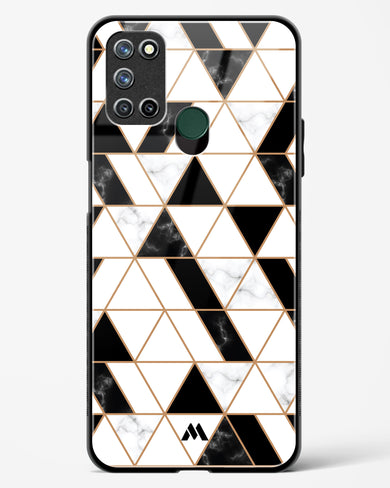 Black on White Patchwork Marble Glass Case Phone Cover (Realme)